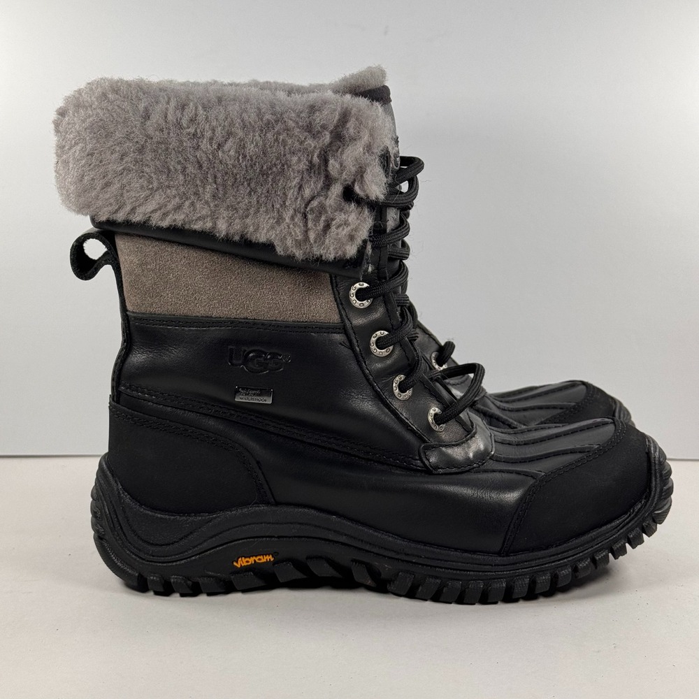UGG Adirondack II Black Leather Waterproof Winter Snow Boots Vibram 1906 Women 6